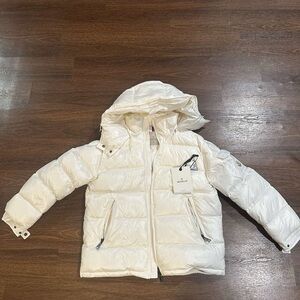 White Moncler Maya Hooded Short Down Jacket